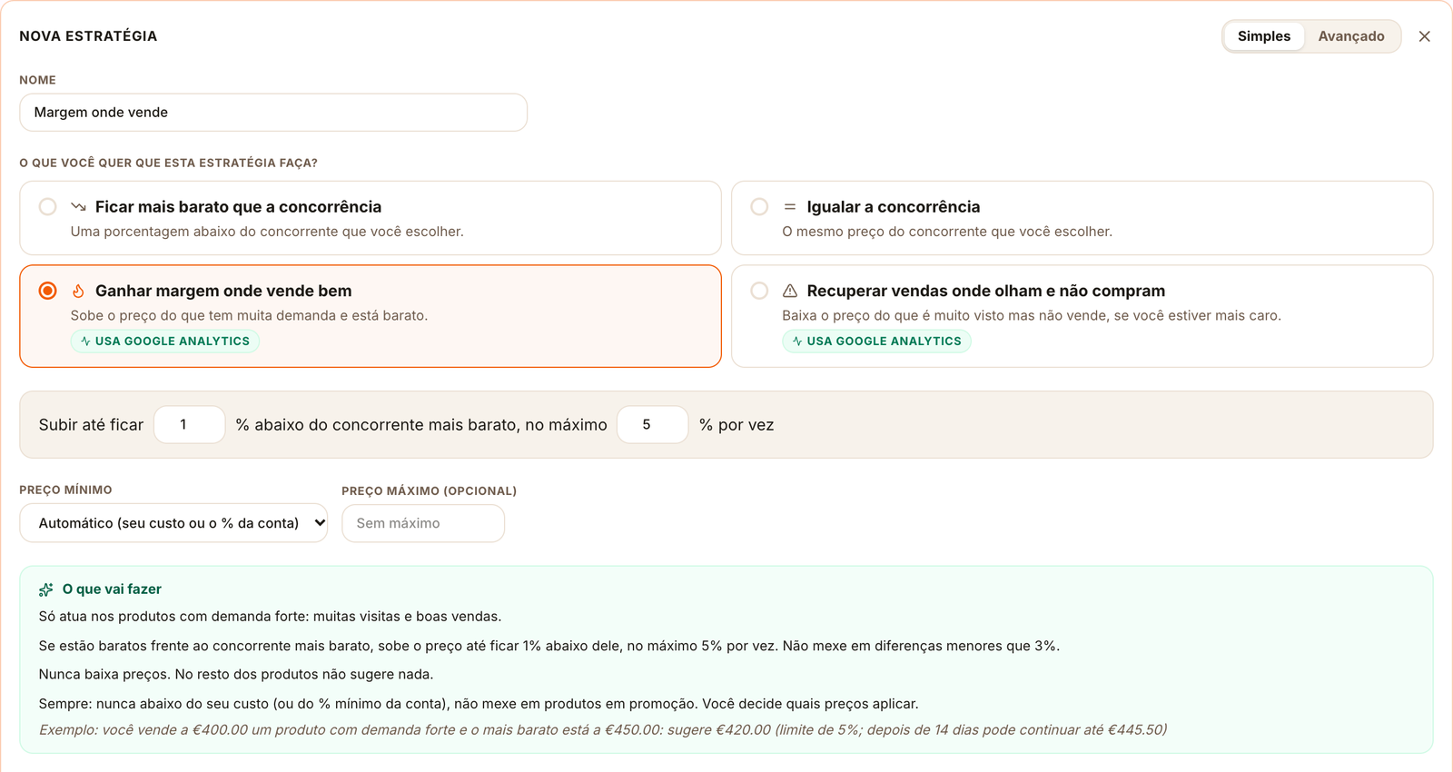Estratégia que sobe o preço dos produtos com demanda forte, com seu limite por vez